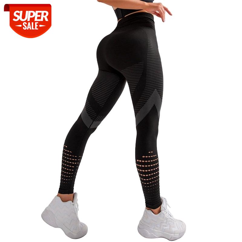 

CHRLEISURE Hollow Out Leggings Women High Waist Seamless Patchwork Fitness Pants Women Push Up Breathable Skinny Gym Leggings #Qe2X, Black;white
