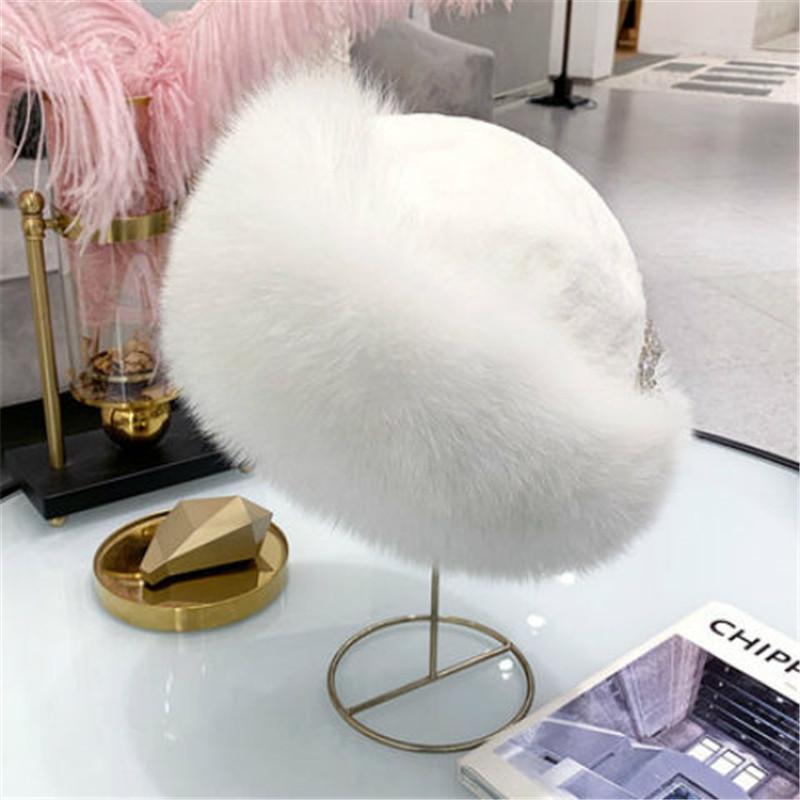 

Women's New Winter Fur Fur Hat, Dome Mongolian Hat, Thickened Warm Russian Snow Cap, Fashion Casual Scarf Ski Hat, White