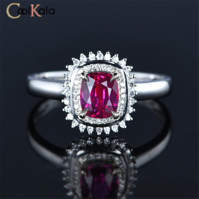 

Wedding Rings Coolkala Luxury Double Layer Princess Square Red Tourmaline Ring