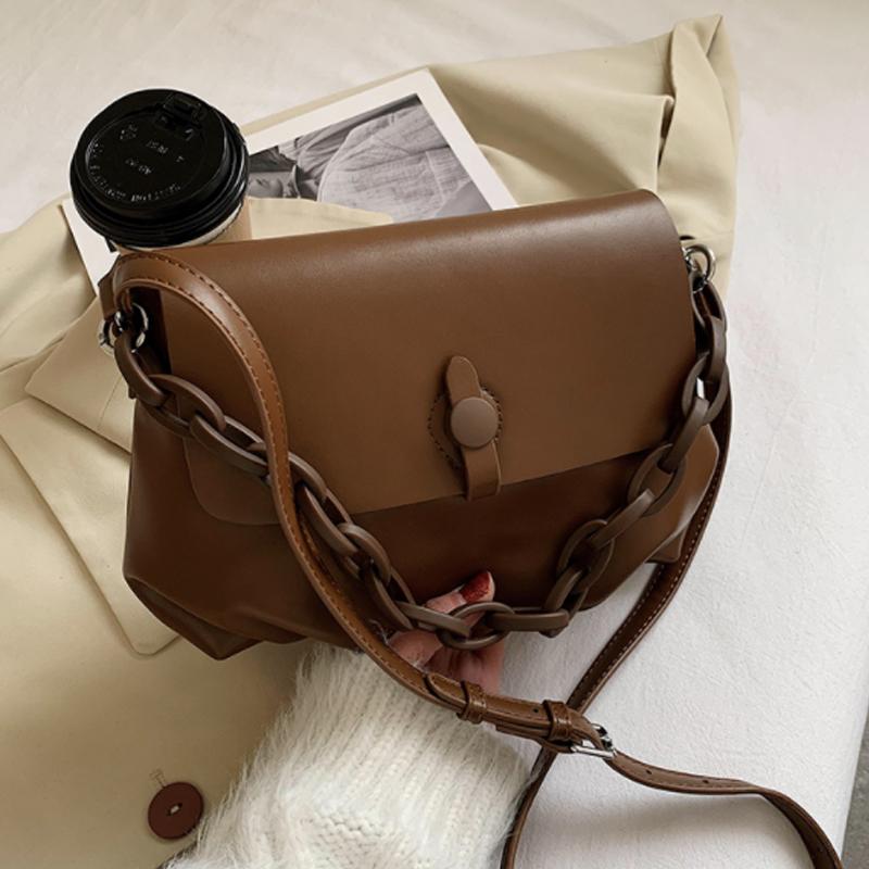 

Luxury PU Leather Chain Crossbody Handbags and Purses 2021 Fashion Lady Simple Shoulder Bag, Black