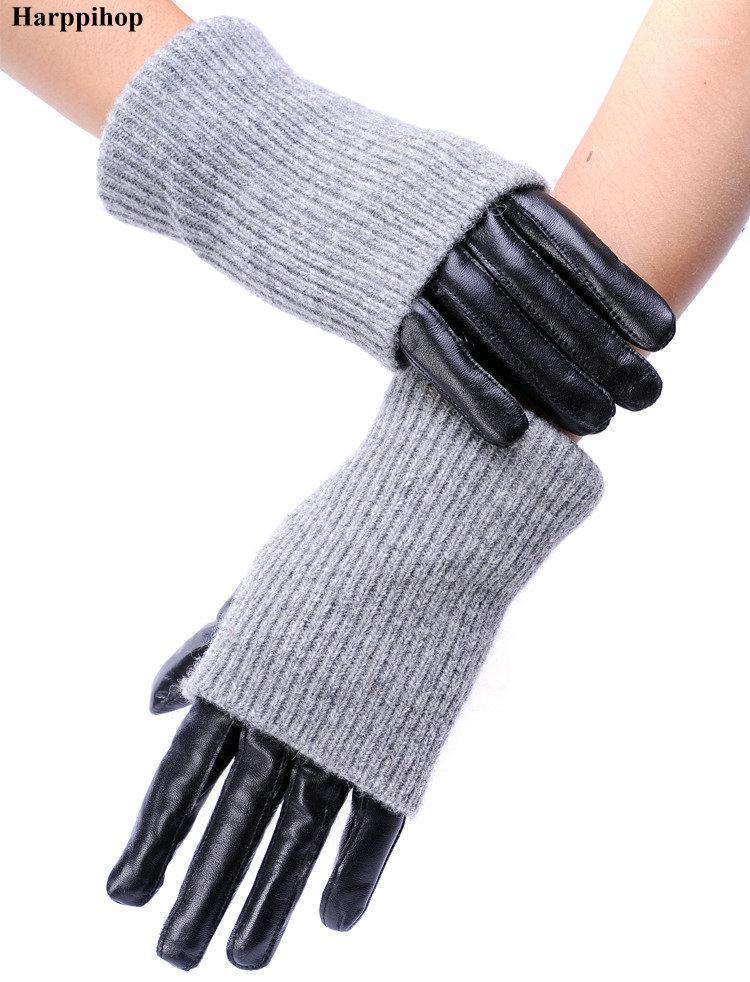 

2020 Women's gloves cashmere genuine leather gloves long and short elegant1