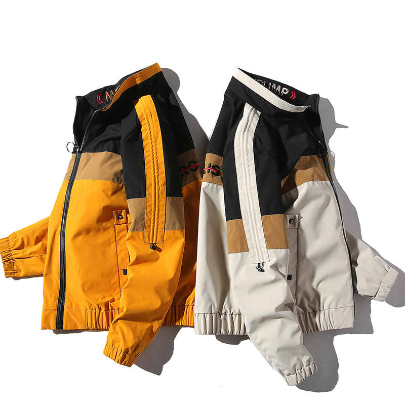 

Mens New Spring Autumn Jacket Men Patch Work Zipper Coat M-4XL Casual Windbreaker Jackets Embroidered Jacket, White