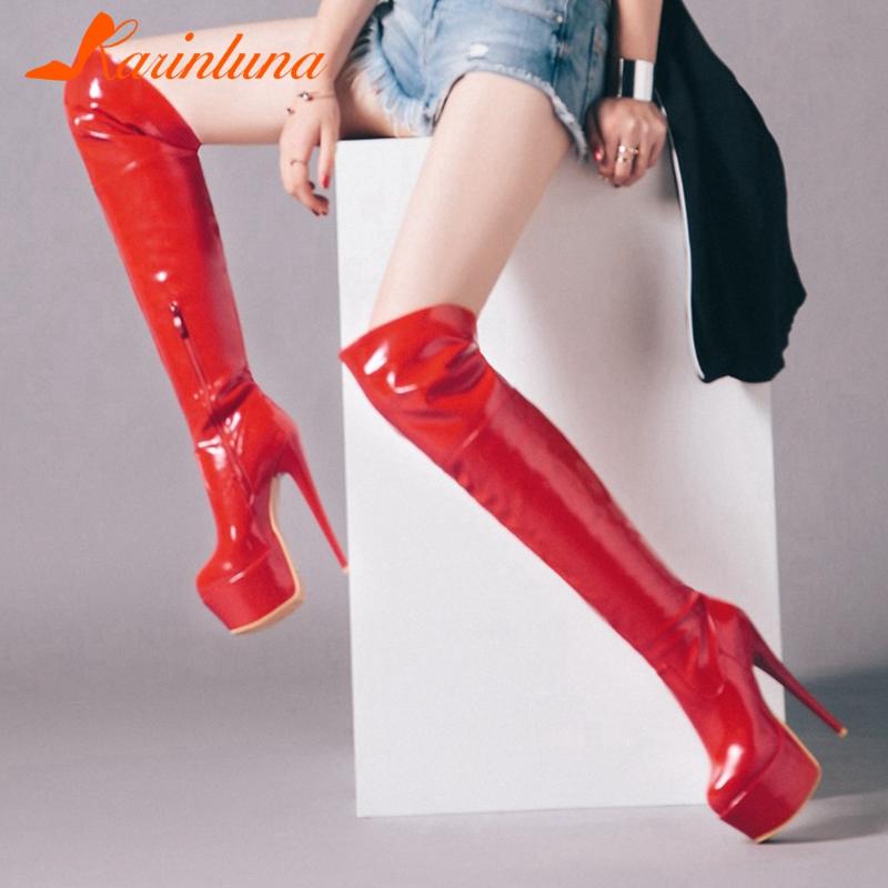 

2021 New Brand Stylish Female Shoes Party Sexy Ultra High Heels Solid over-the-knee Thigh Boots Solid Platform Zipper, Black