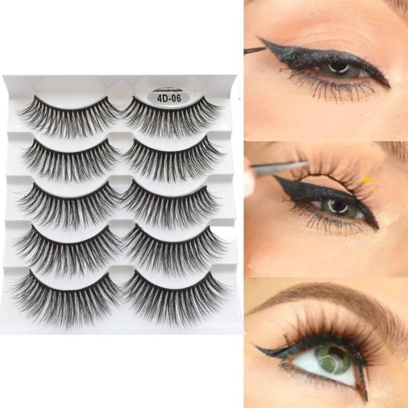 

5 Pairs Fake Eyelashes Handmade Natural Lashes Makeup Lashes maquillaje Mink Long False Soft Thick Eyelashes 3D Faux I5P6