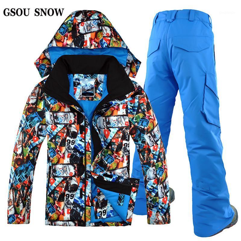 

Outdoor Leisure Sport Male Waterproof Windproof Ski Suit GSOU SNOW Winter Ski Jacket+Ski Pants Men's Double Board Snowboard Suit1, Set3