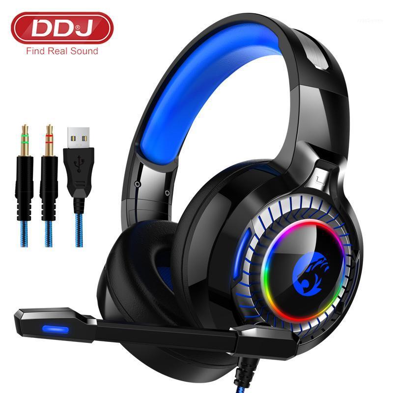 

Wired Gaming Headsets A60 Deep Bass Head-Mounted Noise Reduction RGB Light Wired Headphones With Microphone For Tablet PS4 PC1, Blue