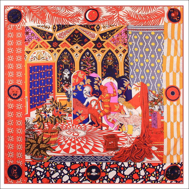 

Silk Edge Scarf Shawl 90 Silk Scarfs Satin Hand Rolled Edge Square Big Vintage Print Neck Foulard Femme Bandana Headband