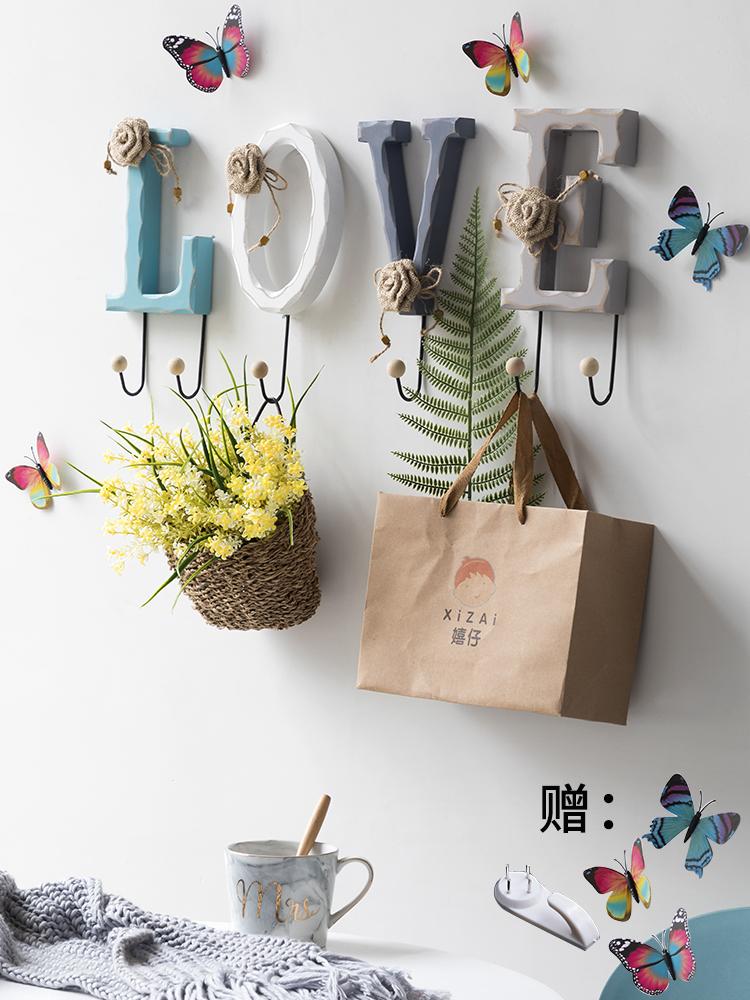 

Wall Hanging Wood Key Hanger Holder Wall Organizer love letter Shape Key Rack Hooks Coat Hooks Home Decoration Coat Hanger