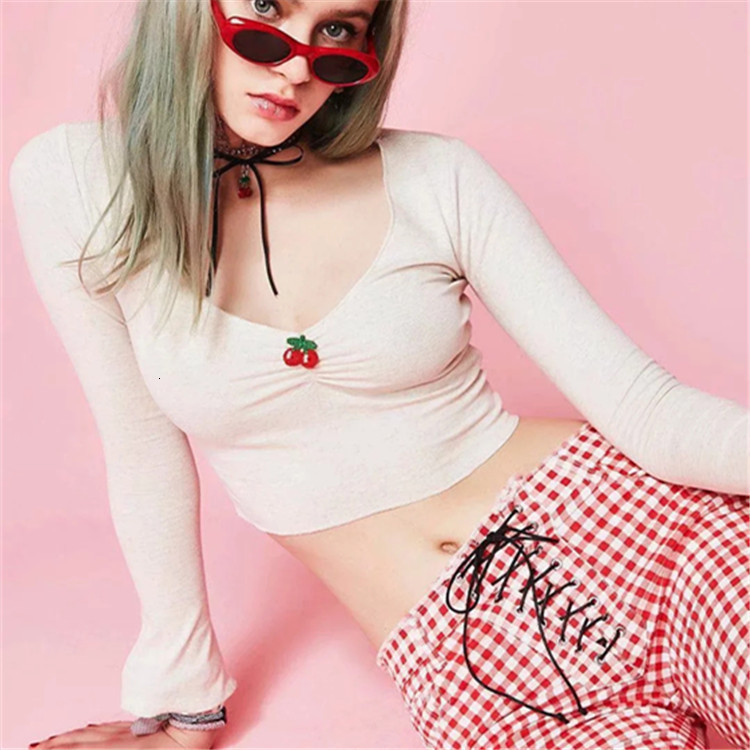 

New Basic Fine Tails Cherry Embroidery European Women's Pullovers Top Female Sweater Design with Black Solid Decorate v C708