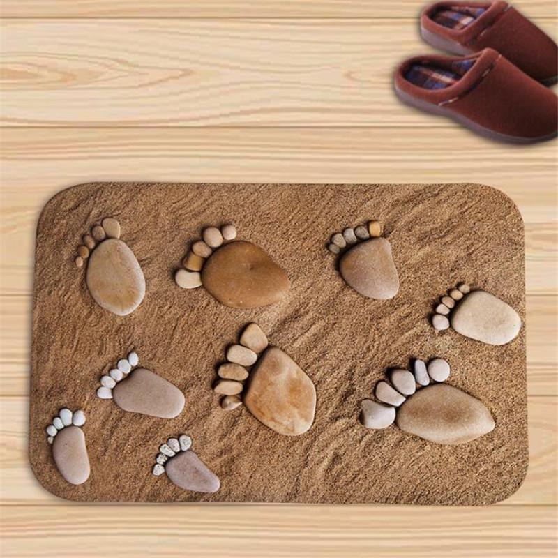 

Bathroom Shower Anti-Slip Mat 3D Three-Dimensional Stone Large Round Thin Printed Floor Mat Home Decoration Carpet