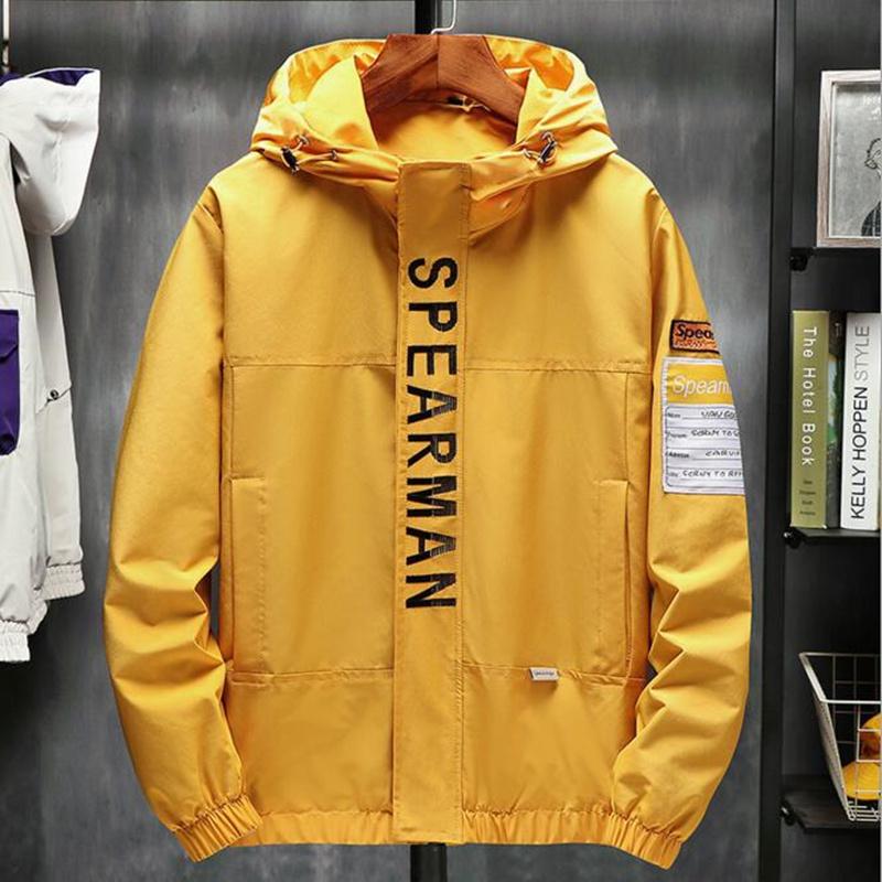 

Windbreaker Men Casual Spring Autumn Jacket 2020 New Arrival Hooded streetwear Zipper up Jackets Outwear, Black