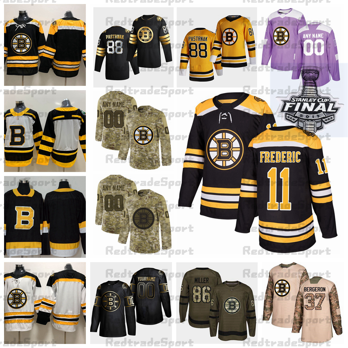 

2021 Reverse Retro Customize 11 Trent Frederic Boston Bruins Hockey Jersey Golden Edition Camo Veterans Day Fights Cancer Purple Shirt, Blue