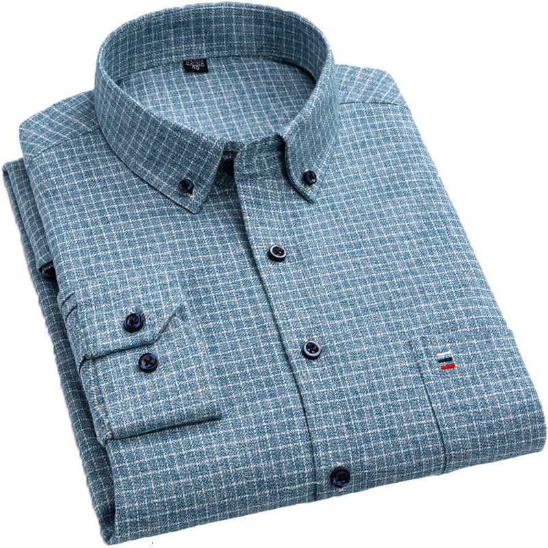 

2021 New Brand 100% Pure Cotton Men's Plaid Casual Warm Shirts Full Sleeve Brushed Fabric Soft Comfortable Regular Fit Male Shirt 8o83, 4sc-m818