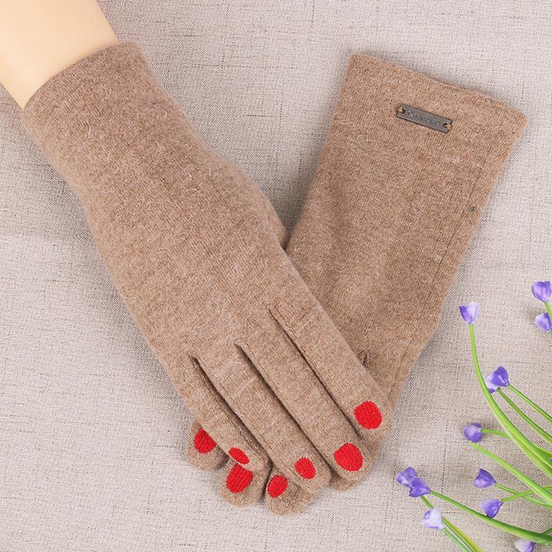 

Nail Polish Embroidery Female Wool Touch Screen Cycling Mittens Winter Women Warm Cashmere Velvet Thick Driving Gloves I461