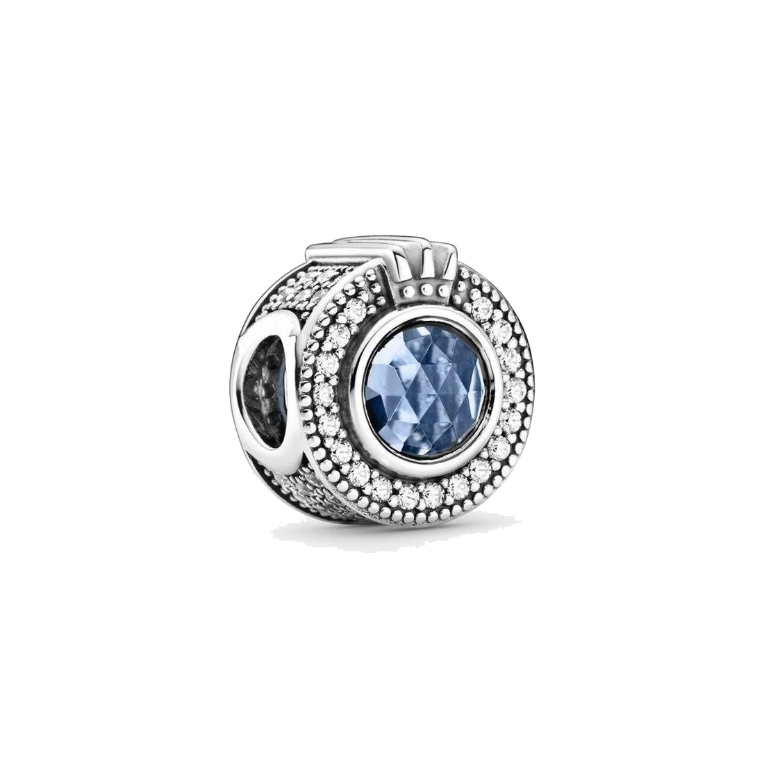 

Fine jewelry Authentic 925 Sterling Silver Bead Fit Pandora Charm Bracelets Sparkling Blue Crown O charms Safety Chain Pendant DIY beads, Bronze;silver