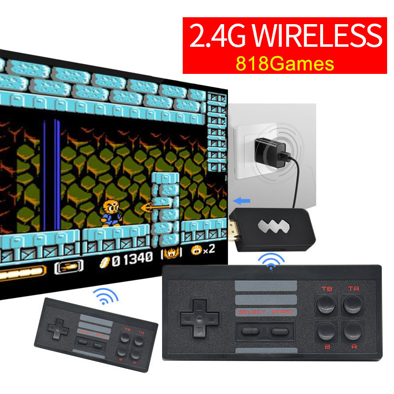 

4K HD 2.4G Wireless Game Controller Portable Handheld Game Consoles Classic Retro 818 TV Out Video Game Player for Kids Two Player Toys