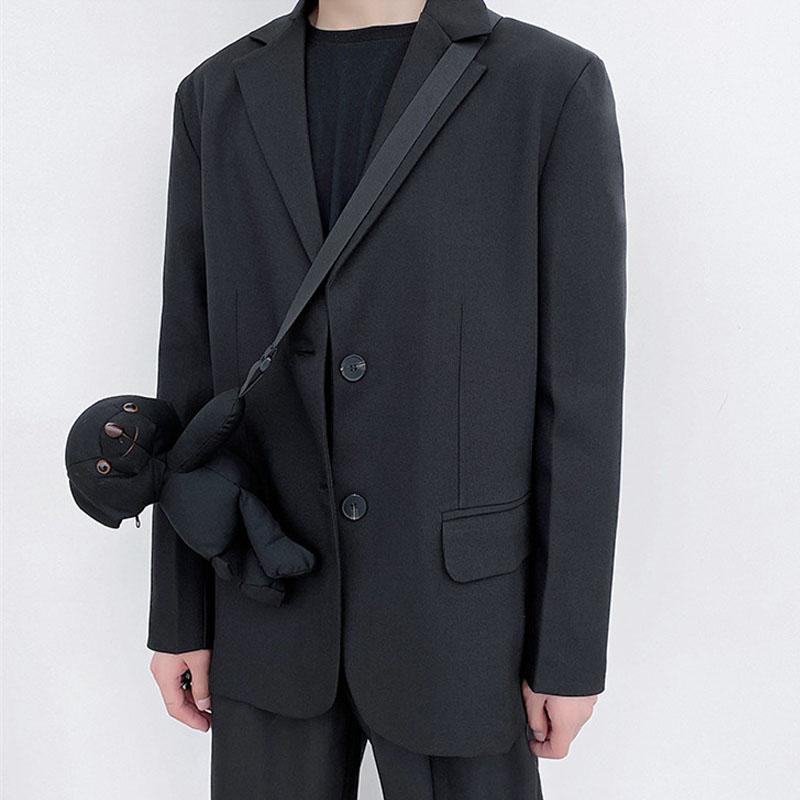 

Men Bear Decoration Casual Loose Suit Blazers Jacket Outerwear Spring Autumn Male Streetwear Hip Hop Suit Coat Stage Clothing, Tf54