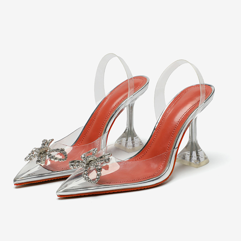 

Feminino Lady Vero Bowtie Pvc Strass Cristal Sapatos Alto Bombas Sandlias De Casamento Nupcial Chinelos Salto Quadrado M5ih, Silver 9cm