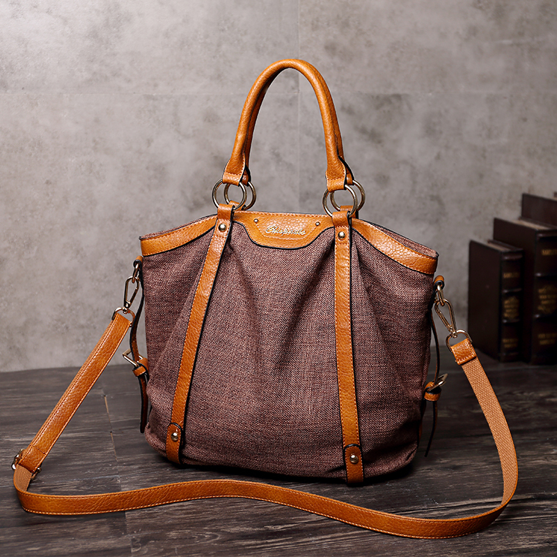 

Genuine female vintage tote new upper-strap leisure bag lady casual crossbody leather shoulder bags t57, Green.