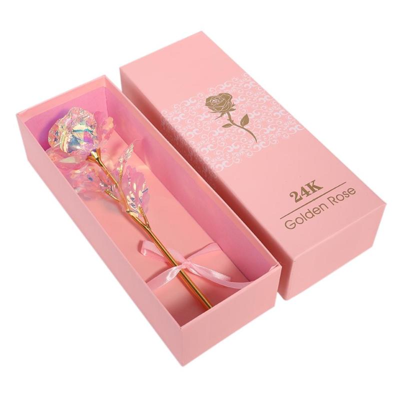 

Valentine's Day Gift Rose Pink Box Packaging With Vibration Light Base For Girl Friend Weding Party Decoration