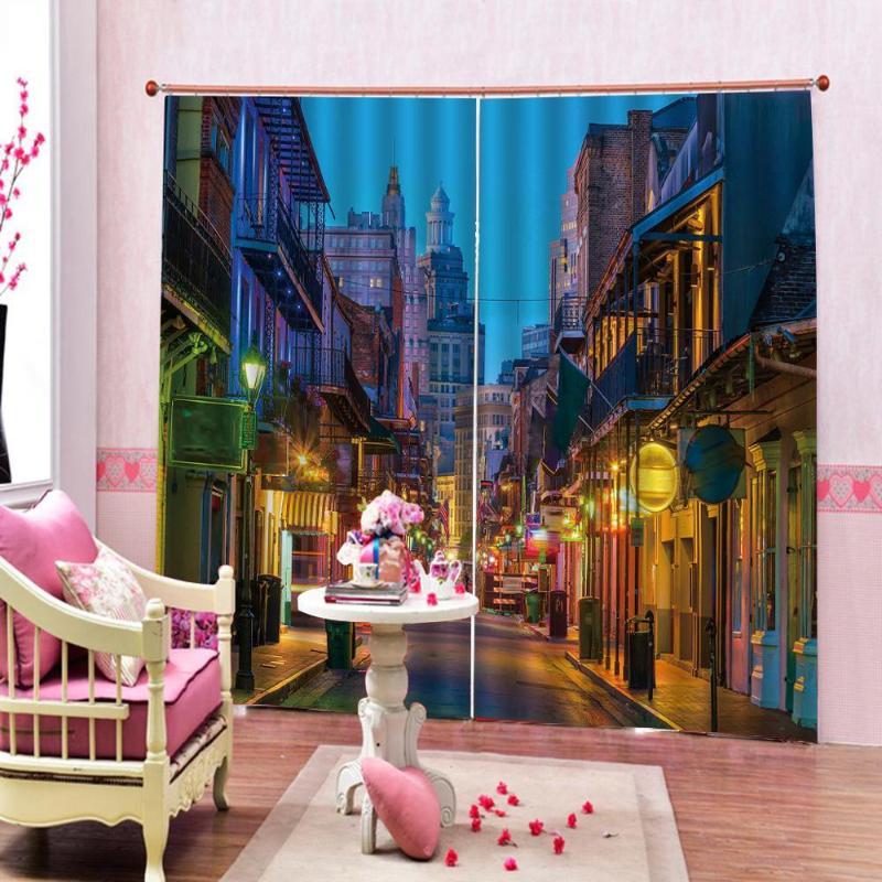 

Beautiful City night building Scenic Curtains 3D Digital print for living room blackout window curtain1, As pic