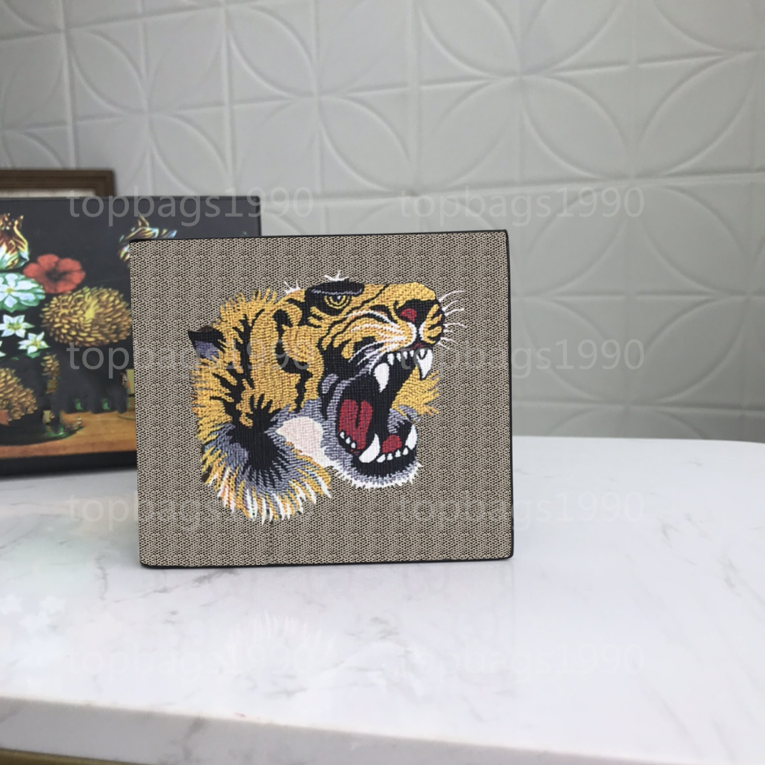 

Designers Mini Animal Short Wallet canvas Luxurys Women Leather Bags High Quality Classic Letters Purses Original Box tiger snake Honeybee Cat Wolf Fox Wallets