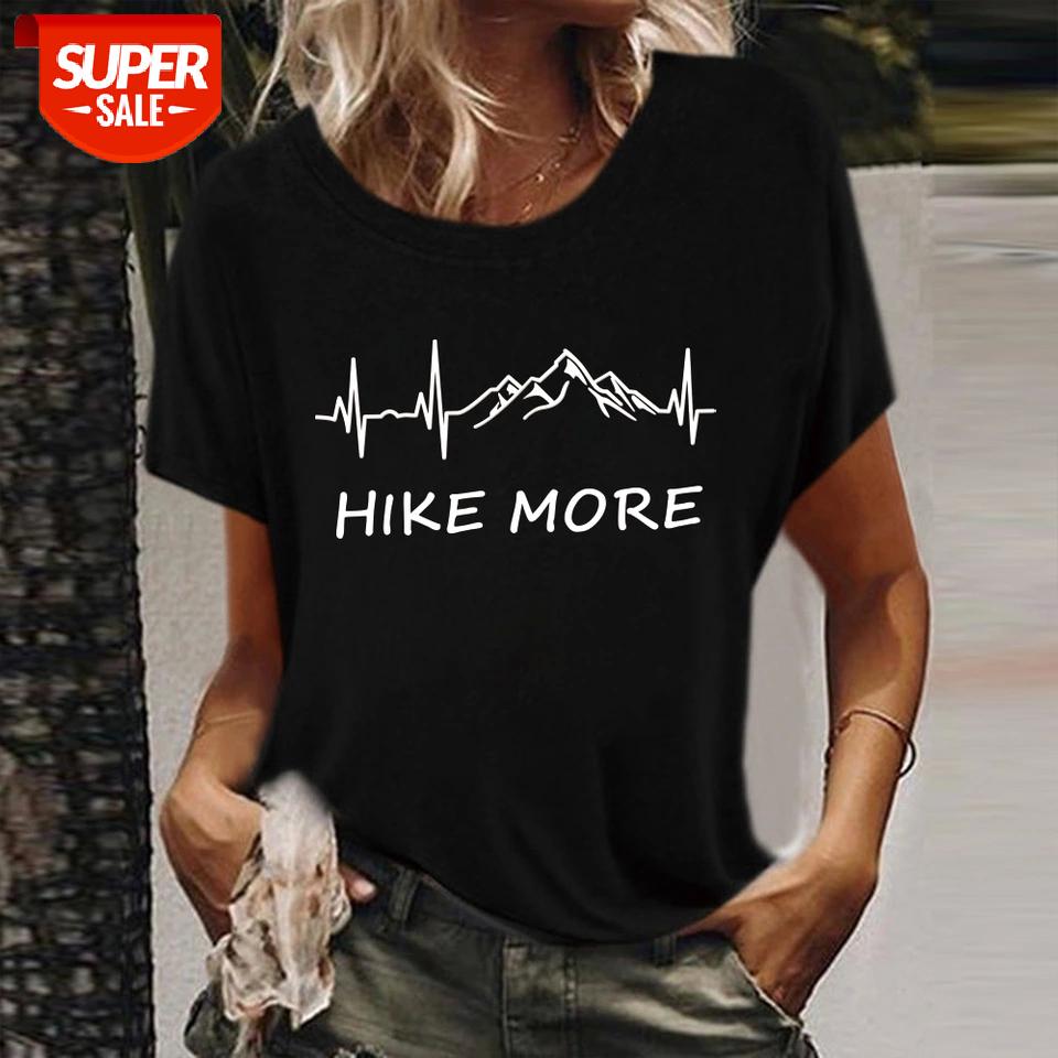 

Hike More Printing T-shirts Women Summer Graphic T Shirts Aesthetic Tops for Teens Fashion Crew Neck Harajuku Clothes Feminist #6l3N, White