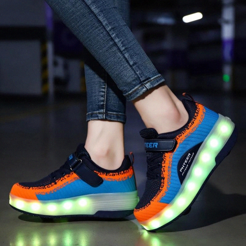 

Roller Skate Shoes for Kids Boy Girl LED Lighted Wheels Sneakers with Double Wheels Children Boys Girls Glowing Roller Sneakers #0I81