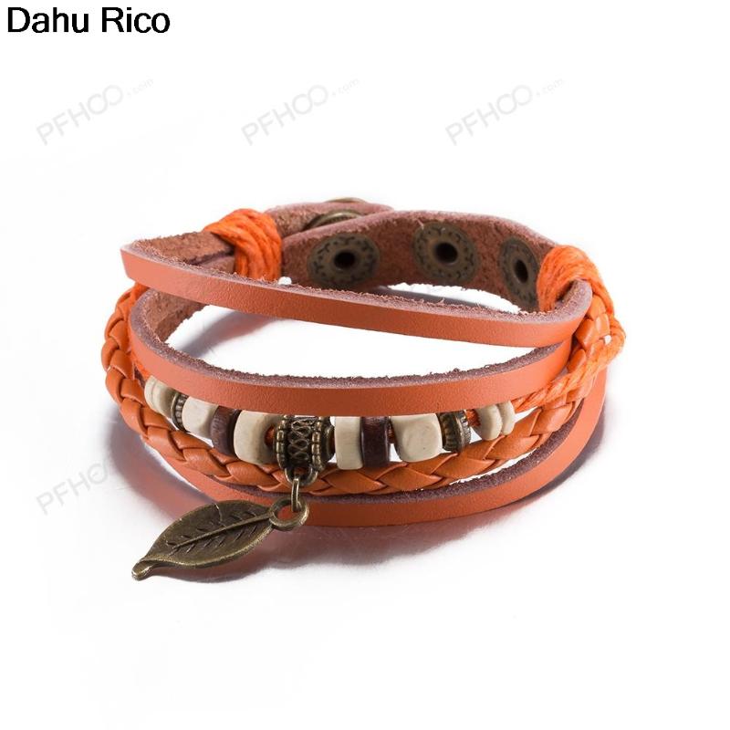 

Charm Bracelets Plant Bracciale Cordao Deri Cuero Leather PU Charms Dijes Bronce Plated Mujer De Moda 2021 Tibetana Handmade Dahu Rico