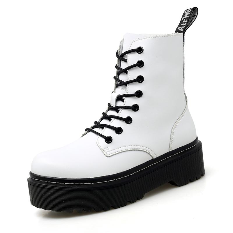 

Boots Women High Quality Genuine Leather Boots Platforms Men Punk Motorcycle Ankle, Black1