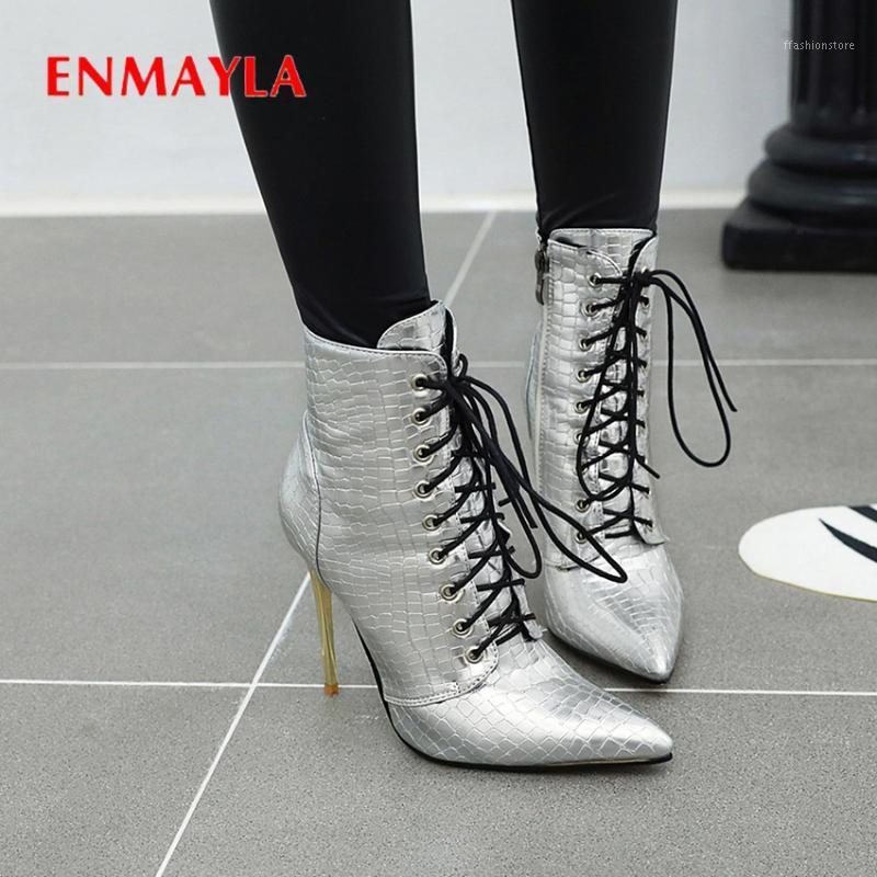 

ENMAYLA Leopard Ankle Boots Super High Thin Heels Zip Boots Women PU Pointed Toe Checkered Short Plush Stripe High Heel1, Gold