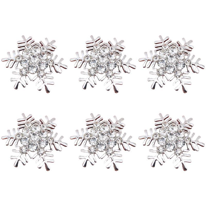 

1 Set/6Pcs Snowflake Shape Napkin Clasps Christmas Rhinestone Napkin Rings for home Xmas table kitchen