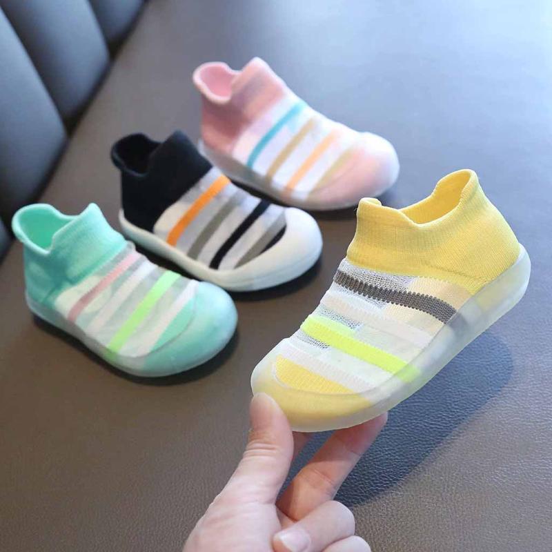 

Outdoor Soft Anti-slip Baby Shoes Newborn Boys Girls Slip-on Striped Classic Casual First Walkers Infant Sneakers Prewalker#G30, Pink