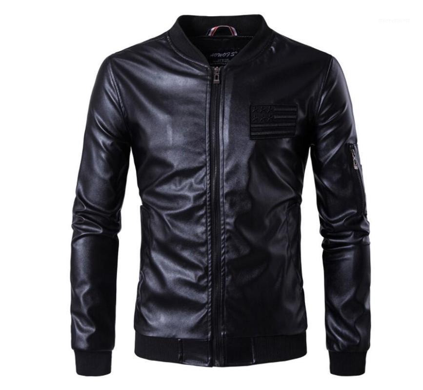

mens leather jacket slim motorcycle coat casual jackets stand collar clothes personalized stage street dance rock fashion black1, Black