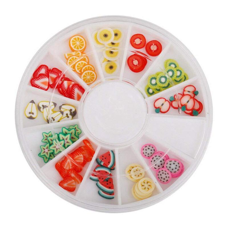 

6 Pack Nail Art Decorations Wheel- Fruit,Love,Flower,3D Rhinestones Also Can Be Worn on Face and Body, White