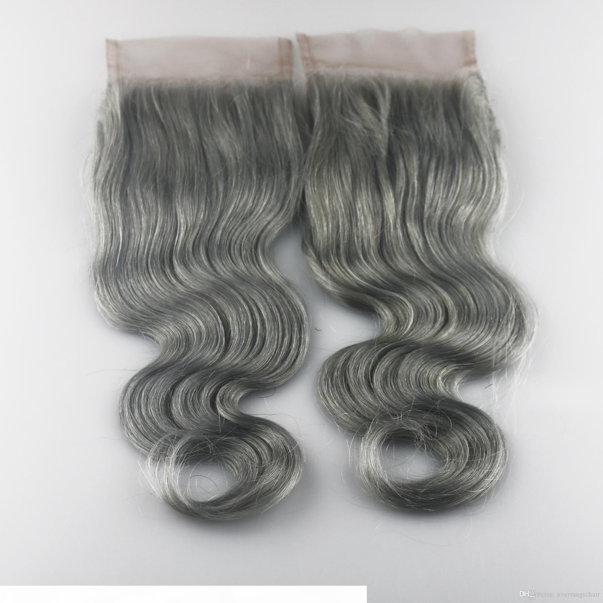 

Hot selling 4x4 Grey# Lace Closure Human Hair Brazilian human Virgin Hair Body Wave Swiss Lace closure, Black