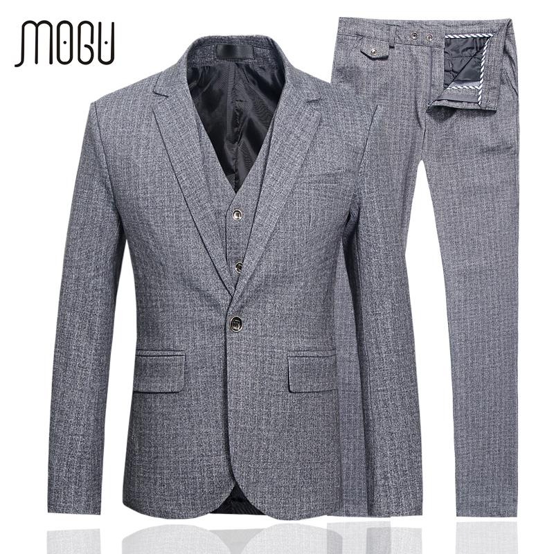 

MOGU Wedding Suits For Men 2020 Spring New Arrival Men's Clothing High Quality Three Piece Costume Slim Fit Asian Size Men Suit, Gray