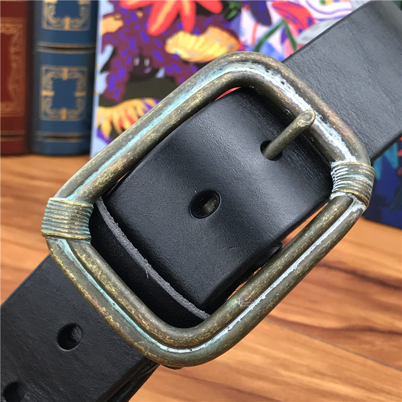 

Portrait vintage Fixed Metal Belts for Men of Quality Leather Genuine Thick Belt Ceinture Homme Masculine Cinta MBT0043 9BNP, Black