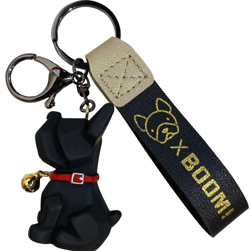 

Keychains Cute Bulldog Keyrings Floral Dog Key Ring Holder Women Girls Bag Decor Men Car Keychain Lovers Souvenir Gift