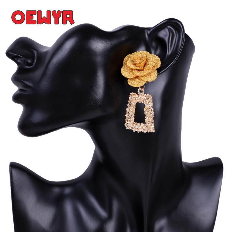 

2020 Fashion Zinc Alloy Geometric Woman Earrings Trendy Dangle Yarn Yellow Flower Earring Party Colorful Petal Women Jewelry