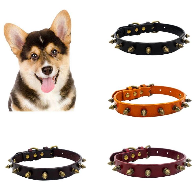 

Dog Faux Leather Rivet Spiked Studded Collar Necklace Neck Band Strap Pet Supply