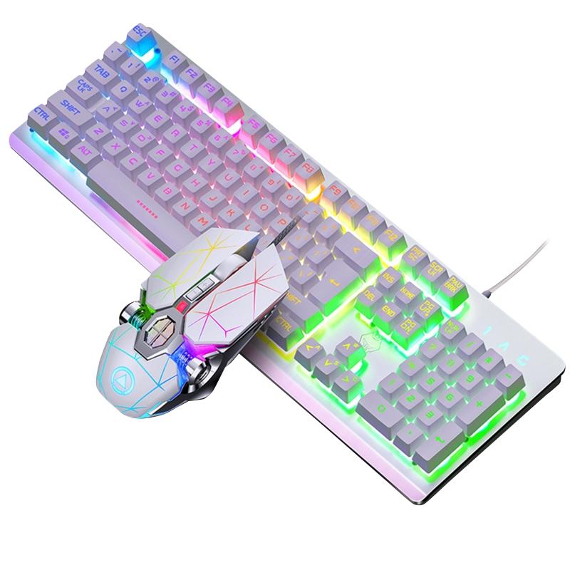 

104Keys RGB Aluminum Alloy Gaming Keyboard and RGB Gaming Mouse Set B2QF