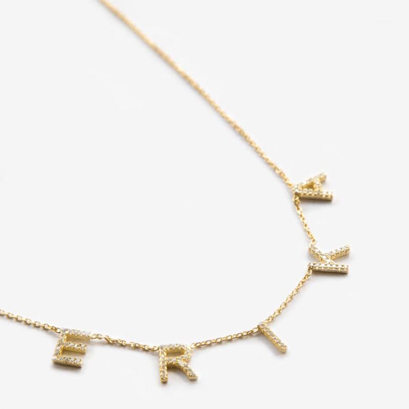 

Pendant Necklaces 2021 Crystal Custom Name Necklace Personalise Zircon Letter For Women Jewelry Gift Drop1