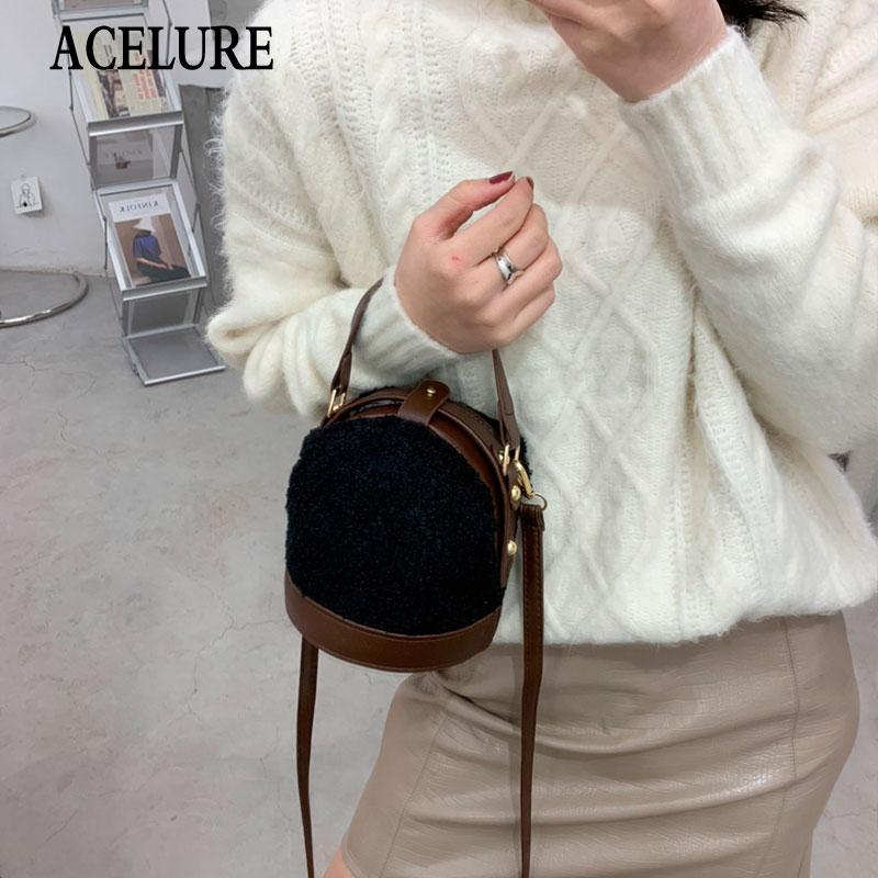 

ACELURE Female All-match Shopping Purse Fashion Patchwork Bucket Bags for Women Solid Color High Capacity Zipper Crossbody Bags, Black
