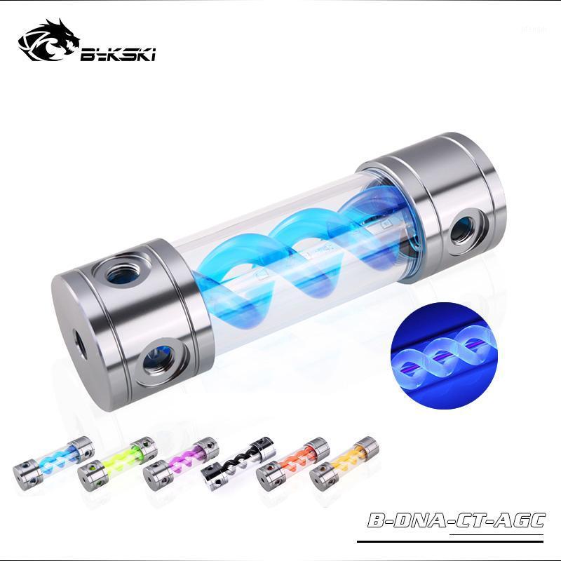 

BYKSKI Length 180MM X 50MM Acrylic Double Helix T- Cylindrical Water-Coolant Tank 6 holes Reservoir Black Cover Light1