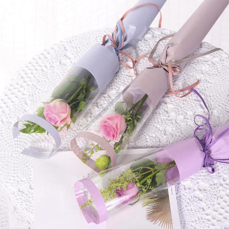 

20pcs 58x30cm Rose Single Flower Bag Bouquet Wrapping Paper Plastic Paper Bags Boxes Cases For Flowers Gifts Packaging