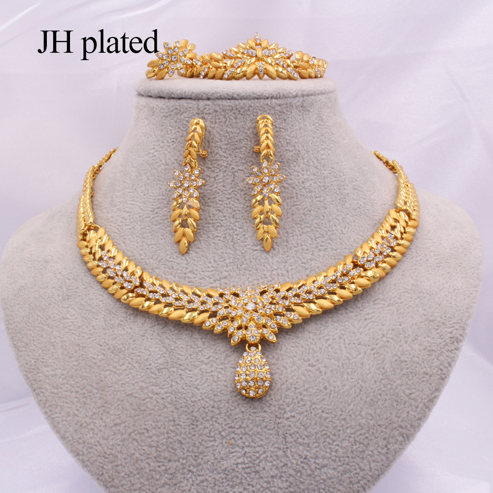 

Jewelry sets for Women Dubai 24K gold color India Nigeria wedding gifts necklace earrings Bracelet ring set Ethiopia jewellery 201215