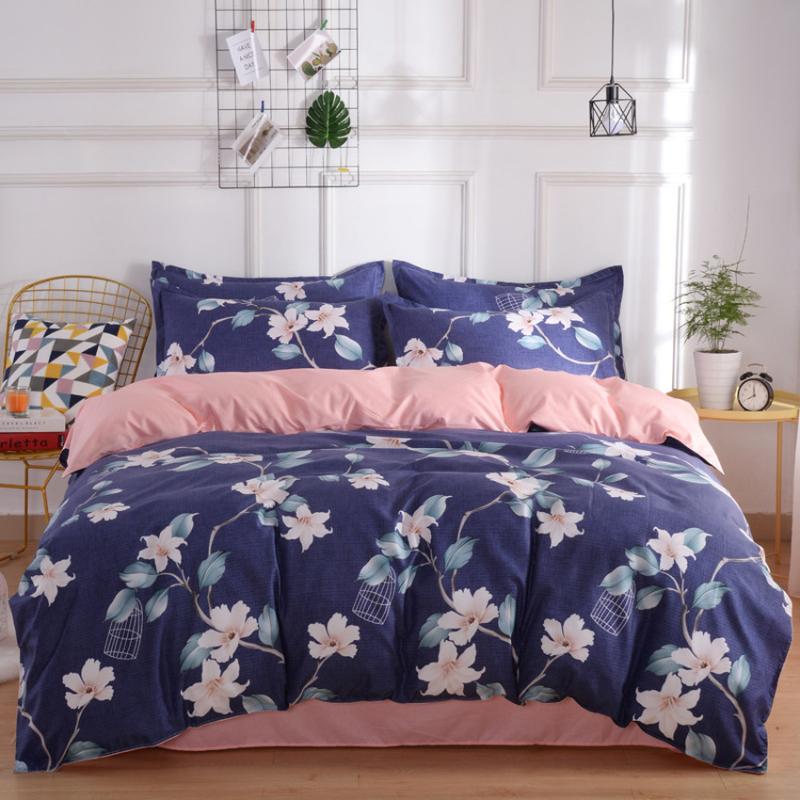 

Monstera 4 In 1 Polyester Bedding Set Comforter Cover Simple Flat Bed Sheet Pillowcases Bed Cover Single Queen King for Home, Design 3