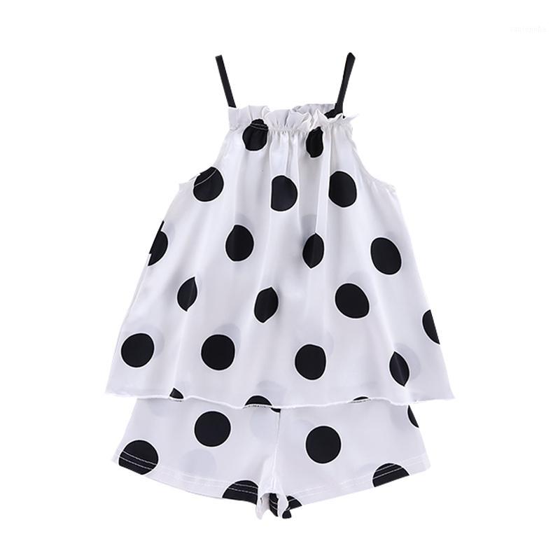 

Baby Pajamas Sets Kids Girls Wave Point Pattern Sling Outfits Set Short Sleeve Blouse Tops+Shorts Sleepwear 2pcs1, Dl