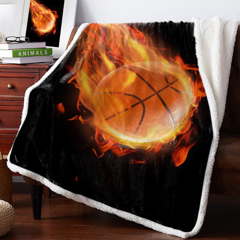 

Basketball Flame Throw Blanket Bedspread Coverlet Soft Warm Fleece Blanket Christmas Decor Blankets for Beds